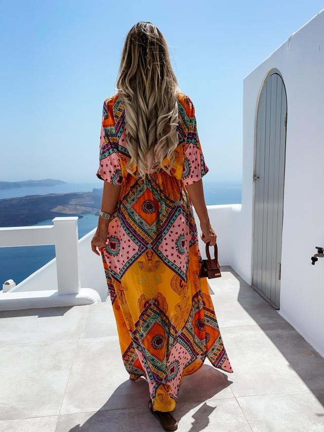 Sexy V-Neck High Slit Long Dress