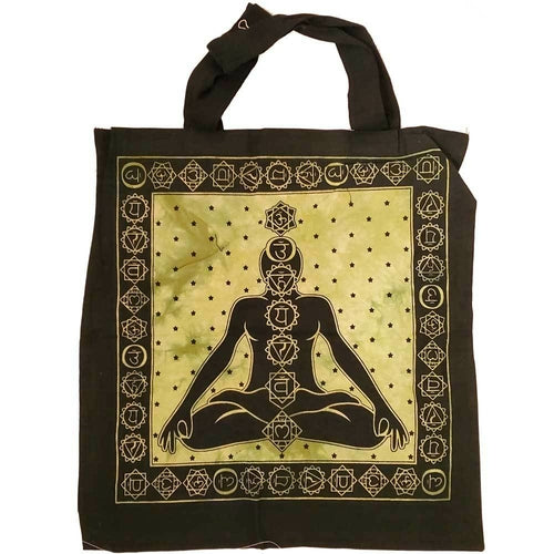 Seven Chakras Meditation Tie Dye Market Tote Bag