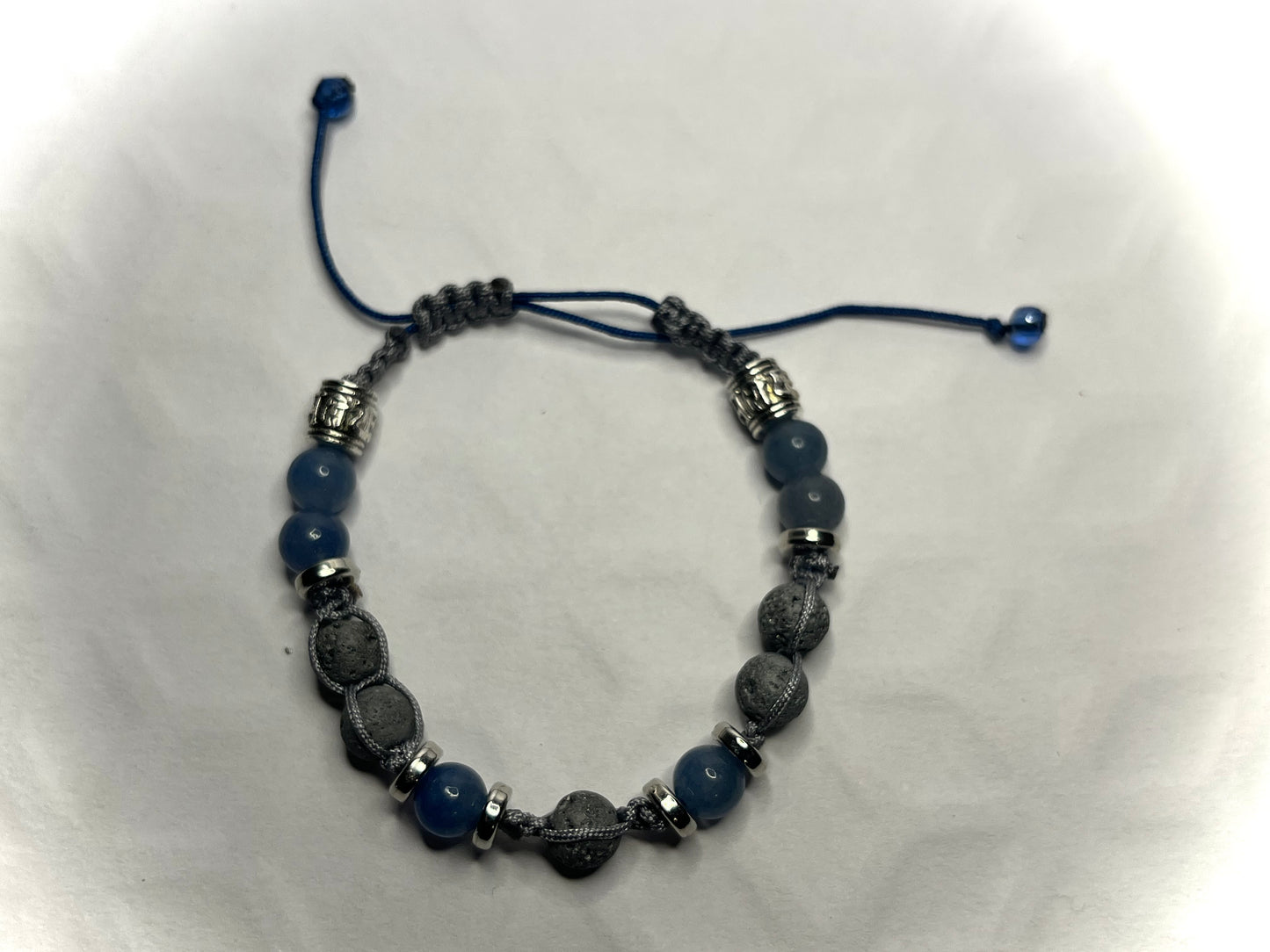 Wearable Wellness - Blue Aventurine Adjustable Lava Bracelet