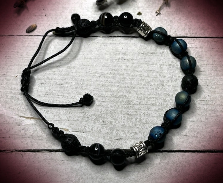 Wearable Wellness - Obsidian & Blue Lava Adjustable Bracelet