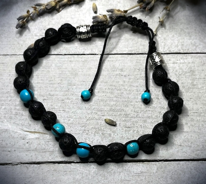 Wearable Wellness - Turquoise Adjustable Lava Bracelet
