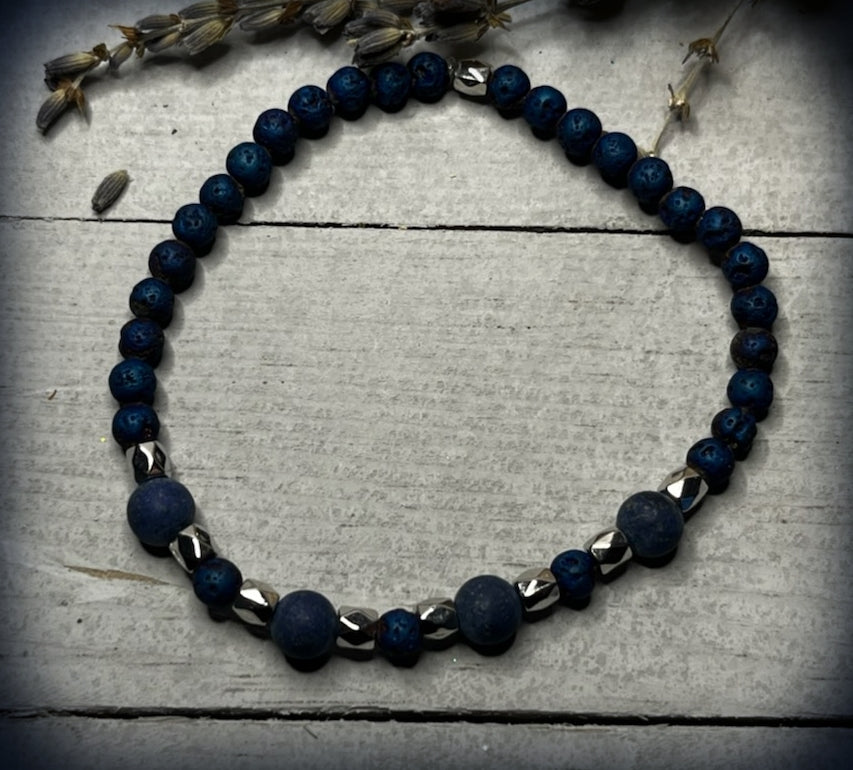 Wearable Wellness - Dark Blue Lava Bracelet