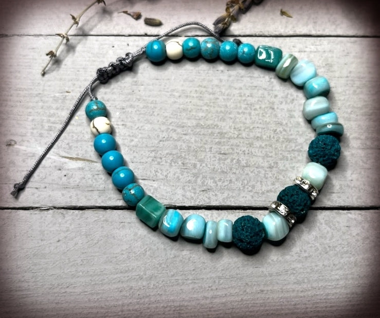 Wearable Wellness - Turquoise Adjustable Lava Bracelet