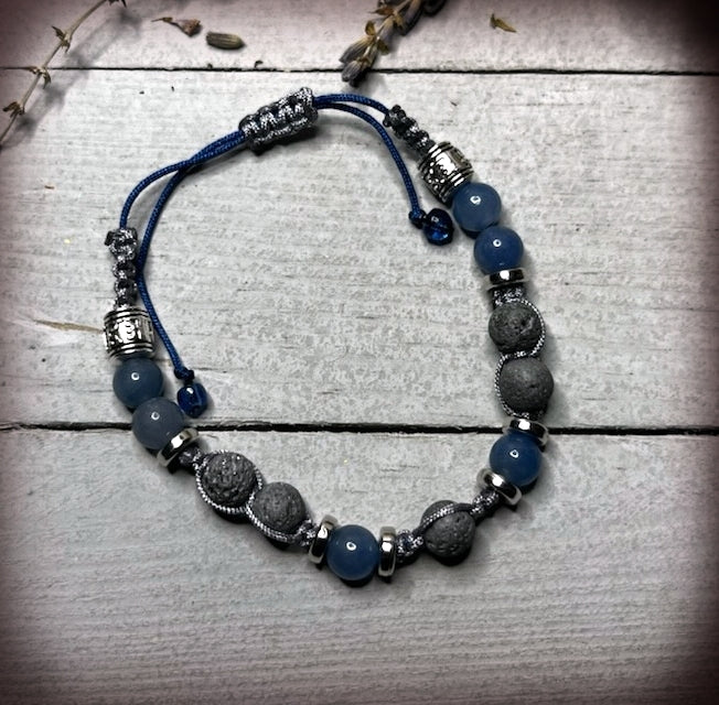 Wearable Wellness - Blue Aventurine Adjustable Lava Bracelet