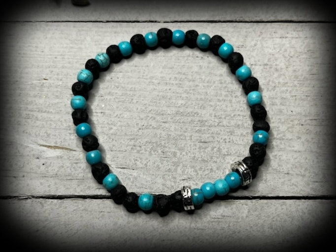 Wearable Wellness - Turquoise and Black Lava Bracelet