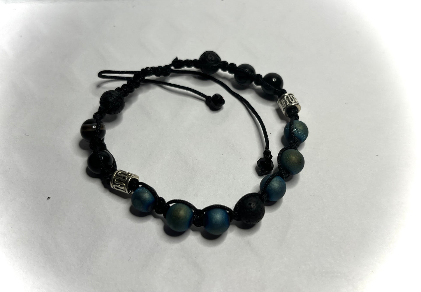 Wearable Wellness - Obsidian & Blue Lava Adjustable Bracelet