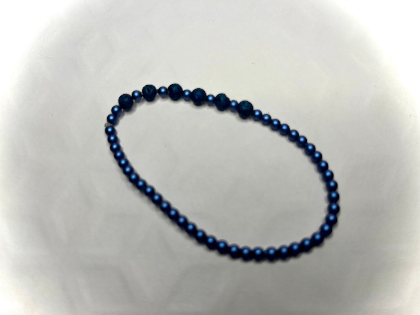 Wearable Wellness - Dark Blue Pearl & Lava Bracelet