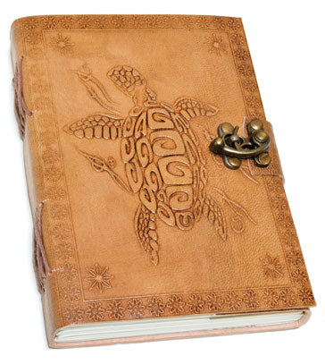 5" x 7" Turtle Embossed leather journal w/ latch