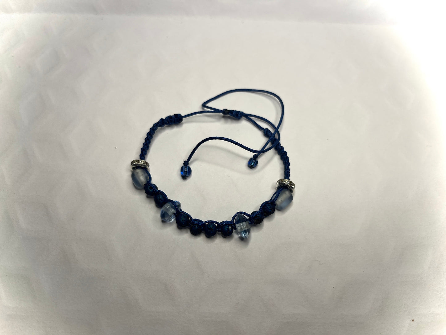 Wearable Wellness - Antique Blue Glass Adjustable Lava Bracelet