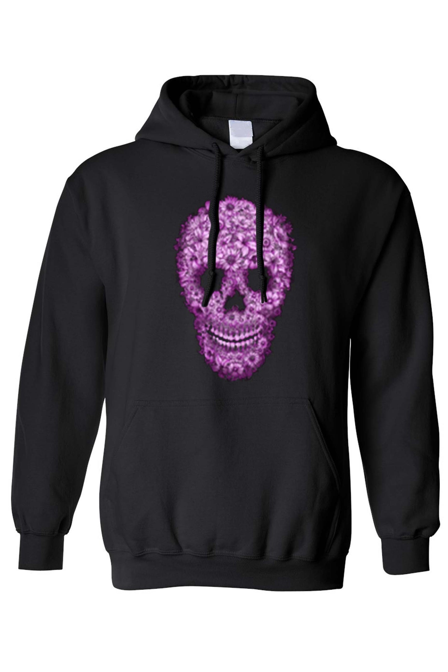 Pink Flowered Sugar Skull Pullover Hoodie