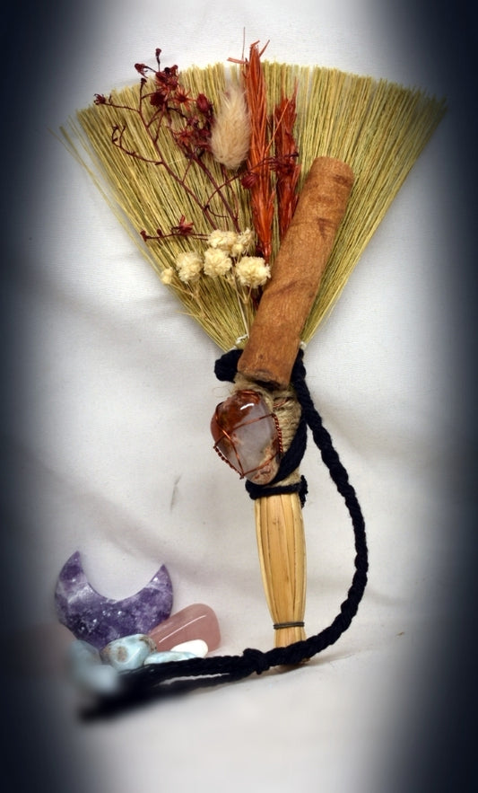 Witches Broom/Besom - With Luck Braid, Cinnamon, Jasper