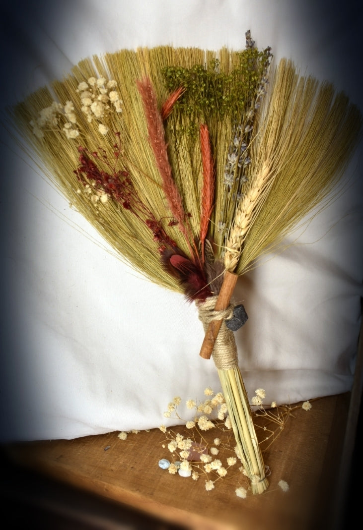 Witches Broom/Besom - With Cinnamon & Lava Stone