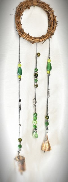 Witches Bells - Green Beads & Heart