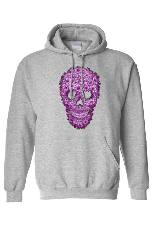 Pink Flowered Sugar Skull Pullover Hoodie