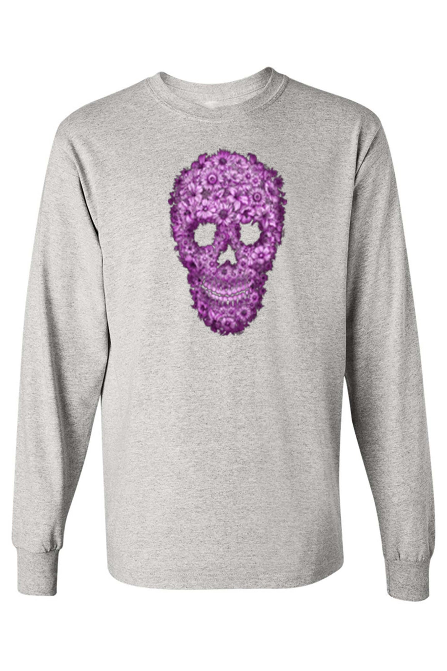 Pink Flower Sugar Skull Long Sleeve or T-Shirt