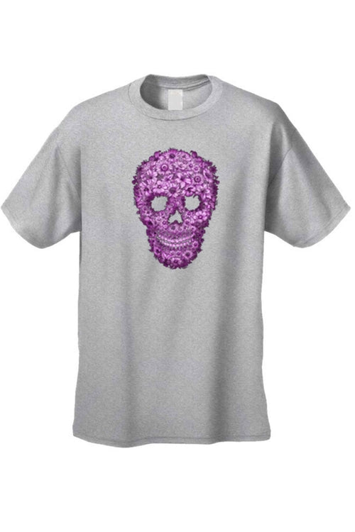 Pink Flower Sugar Skull Long Sleeve or T-Shirt