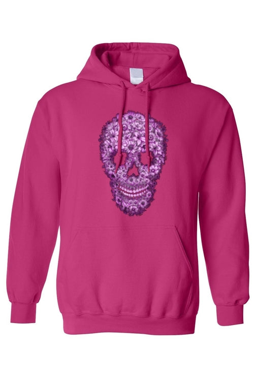 Pink Flowered Sugar Skull Pullover Hoodie