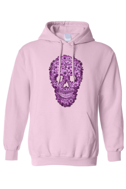 Pink Flowered Sugar Skull Pullover Hoodie