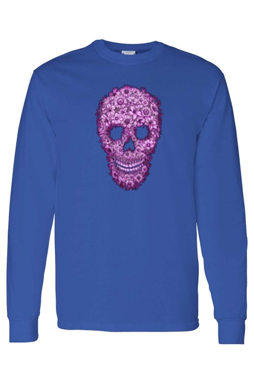 Pink Flower Sugar Skull Long Sleeve or T-Shirt