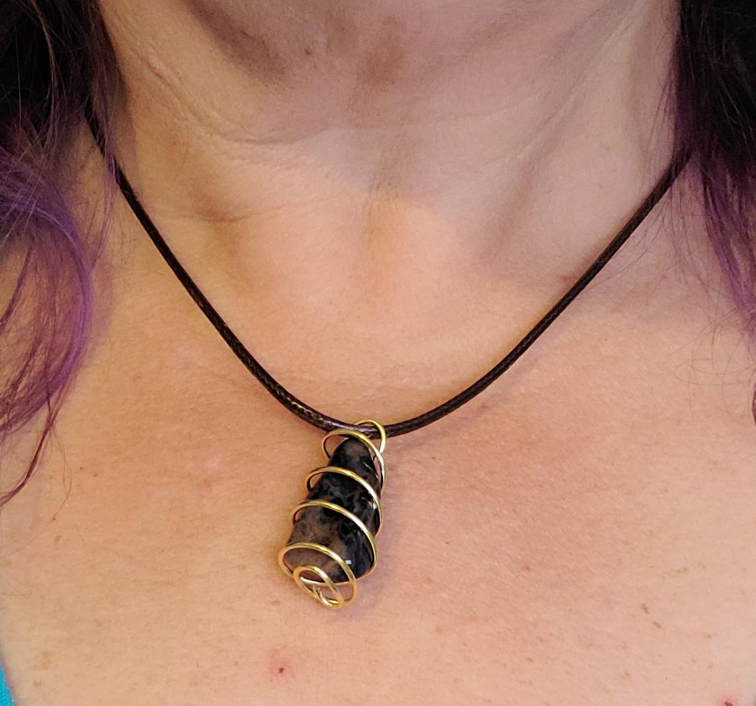 Hand Wrapped Sodalite & Gold Necklace