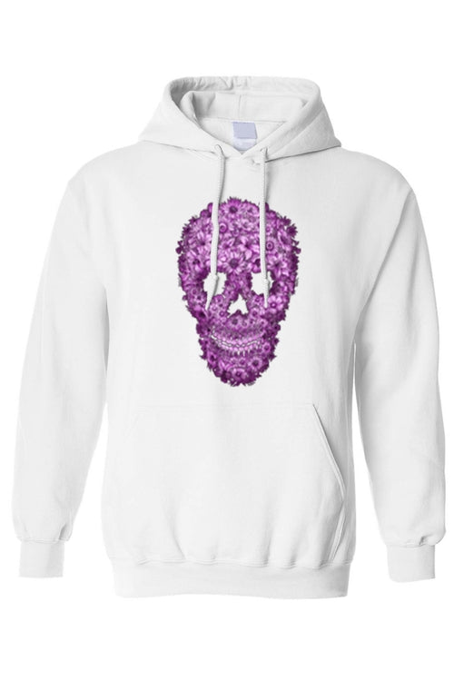 Pink Flowered Sugar Skull Pullover Hoodie